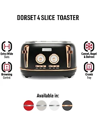 Haden Dorset 4 Slice Stainless Steel Wide Slot Control Settings Toaster