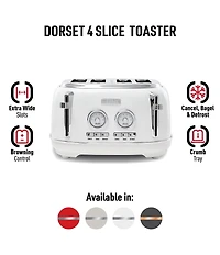 Haden Dorset 4 Slice Stainless Steel Wide Slot Control Settings Toaster
