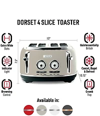 Haden Dorset 4-Slice Toaster Wide Slot with Removable Crumb Tray