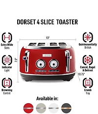 Haden Dorset 4-Slice Toaster Wide Slot with Removable Crumb Tray