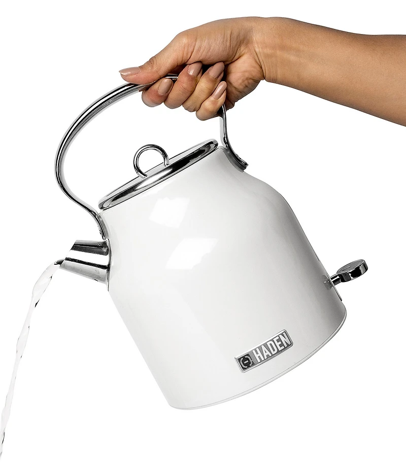 Haden Heritage 1.7 Liter (7 Cup) Cordless Stainless Steel Electric Kettle with Auto Shut-Off and Boil-Dry Protection