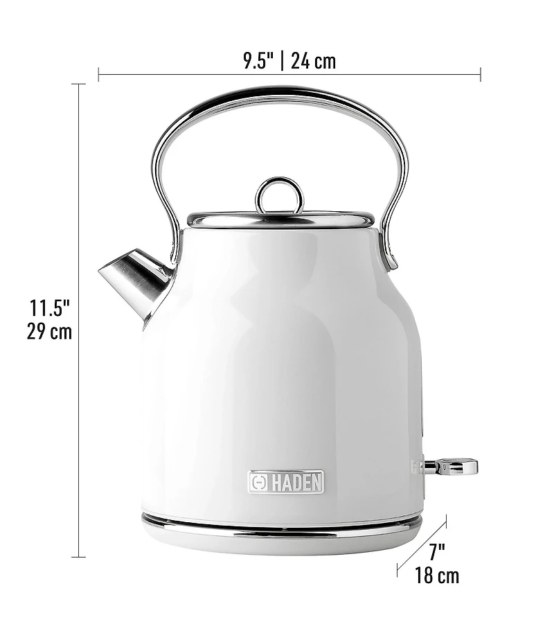 Haden Heritage 1.7 Liter (7 Cup) Cordless Stainless Steel Electric Kettle with Auto Shut-Off and Boil-Dry Protection