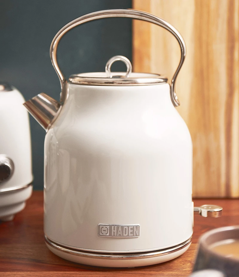 Haden Heritage 1.7 Liter (7 Cup) Cordless Stainless Steel Electric Kettle with Auto Shut-Off and Boil-Dry Protection