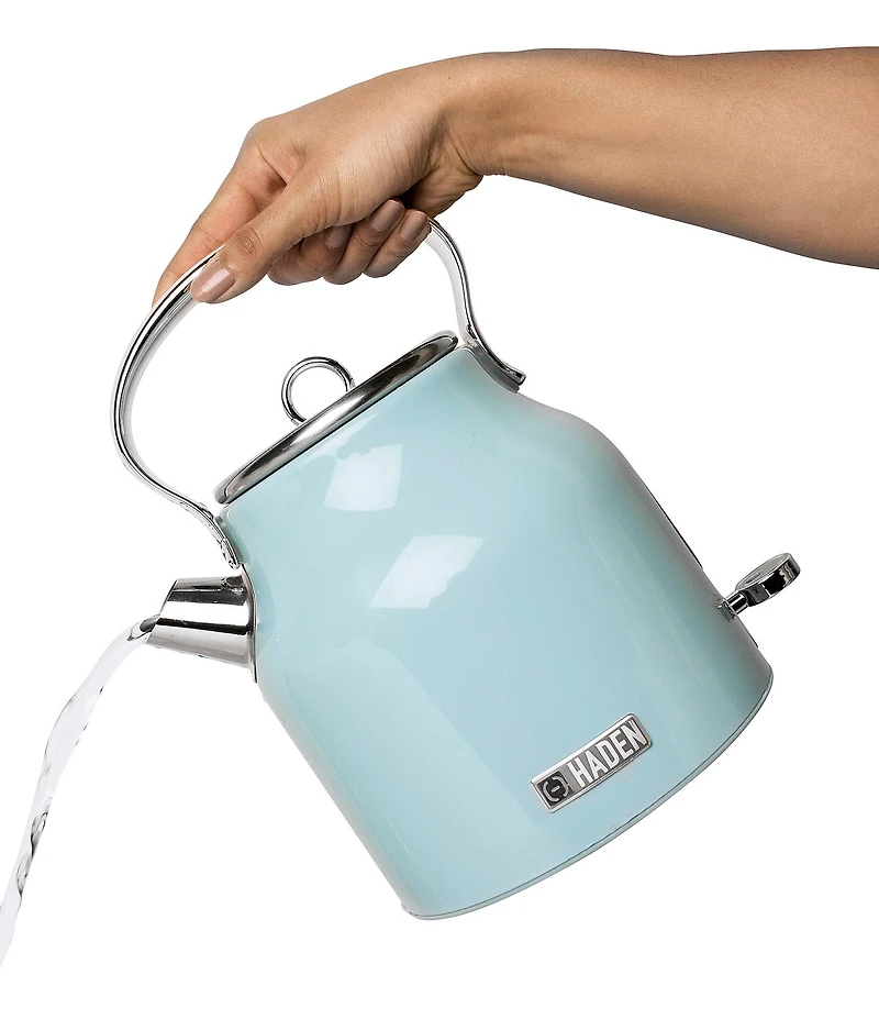 Haden Heritage 1.7 Liter (7 Cup) Cordless Stainless Steel Electric Kettle with Auto Shut-Off and Boil-Dry Protection