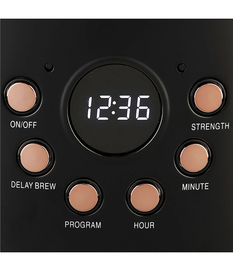 Haden Modern 12-Cup Programmable Drip Coffee Maker with Strength Control and Timer- Black & Copper
