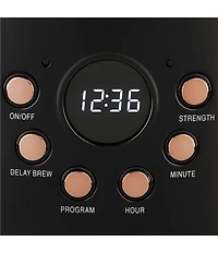 Haden Modern 12-Cup Programmable Drip Coffee Maker with Strength Control and Timer- Black & Copper