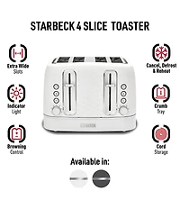 Haden Starbeck 4 Slice Toaster Wide Slot with Removable Crumb Tray, Variable Browning Control, and Settings