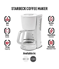 Haden Starbeck Coffee Drip Coffee Maker 1.5 Liter 10 Cup Coffee Machine, Textured PP/ABS Body with Glass Coffee Carafe