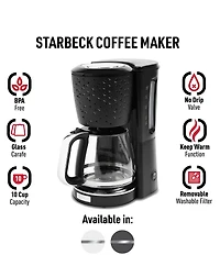 Haden Starbeck Coffee Drip Coffee Maker 1.5 Liter 10 Cup Coffee Machine, Textured PP/ABS Body with Glass Coffee Carafe