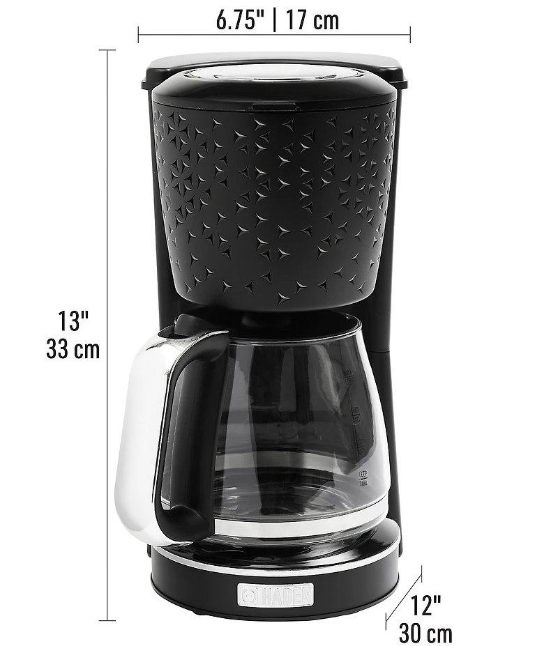 Haden Starbeck Coffee Drip Coffee Maker 1.5 Liter 10 Cup Coffee Machine, Textured PP/ABS Body with Glass Coffee Carafe