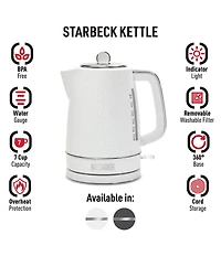 Haden Starbeck Kettle 1.7 Liter Textured PP/ABS Body, Cordless Electric Kettle with Auto Shut-Off and Boil-Dry