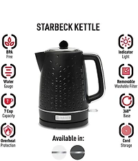 Haden Starbeck Kettle 1.7 Liter Textured PP/ABS Body, Cordless Electric Kettle with Auto Shut-Off and Boil-Dry