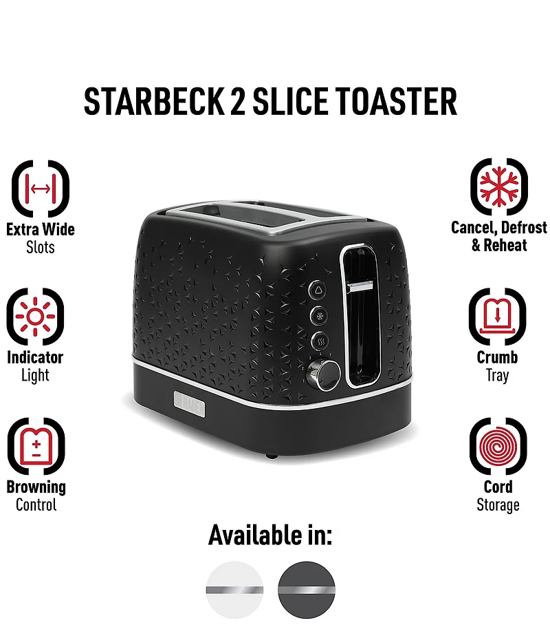 Haden Starbeck Starbeck 2 Slice Toaster Wide Slot with Removable Crumb Tray, Variable Browning Control, and Settings