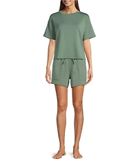 Half Moon by Modern Movement Knit Drawstring Tie Closure Coordinating Lounge Shorts