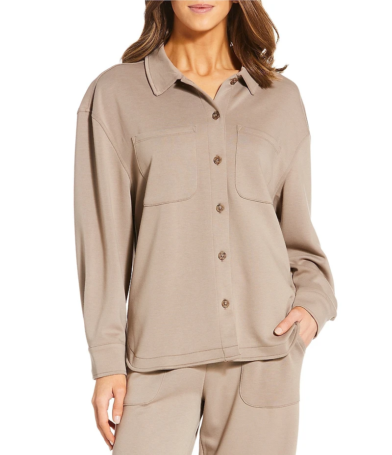 Half Moon by Modern Movement Long Sleeve Button Down Collar Neck Knit Coordinating Lounge Top