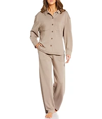 Half Moon by Modern Movement Long Sleeve Button Down Collar Neck Knit Coordinating Lounge Top