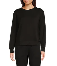 Half Moon By Modern Movement Long Sleeve Crew Neck Scuba Knit Coordinating Lounge Top