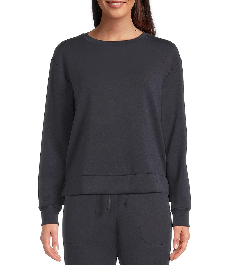 Half Moon By Modern Movement Long Sleeve Crew Neck Scuba Knit Coordinating Lounge Top