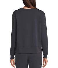 Half Moon By Modern Movement Long Sleeve Crew Neck Scuba Knit Coordinating Lounge Top