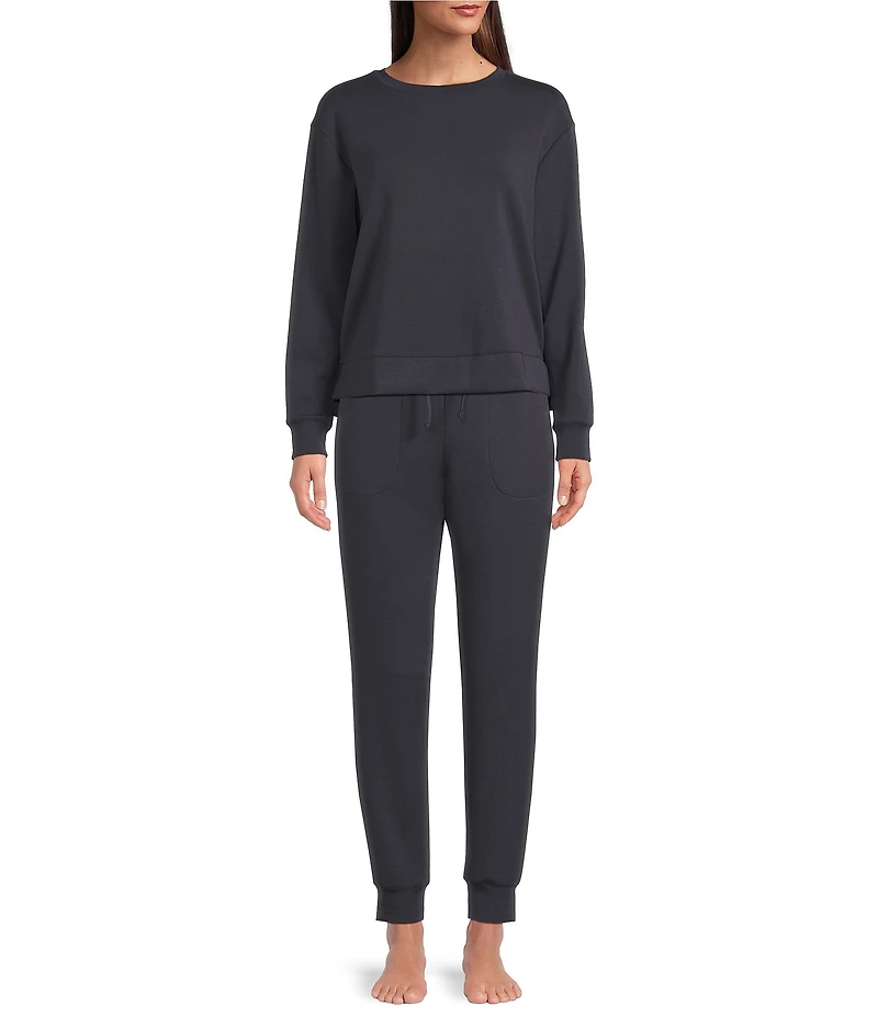 Half Moon By Modern Movement Long Sleeve Crew Neck Scuba Knit Coordinating Lounge Top