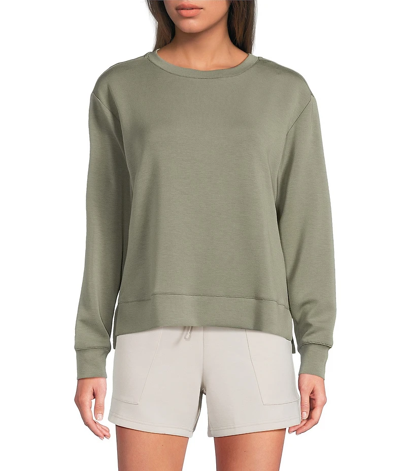 Half Moon By Modern Movement Long Sleeve Crew Neck Scuba Knit Coordinating Lounge Top