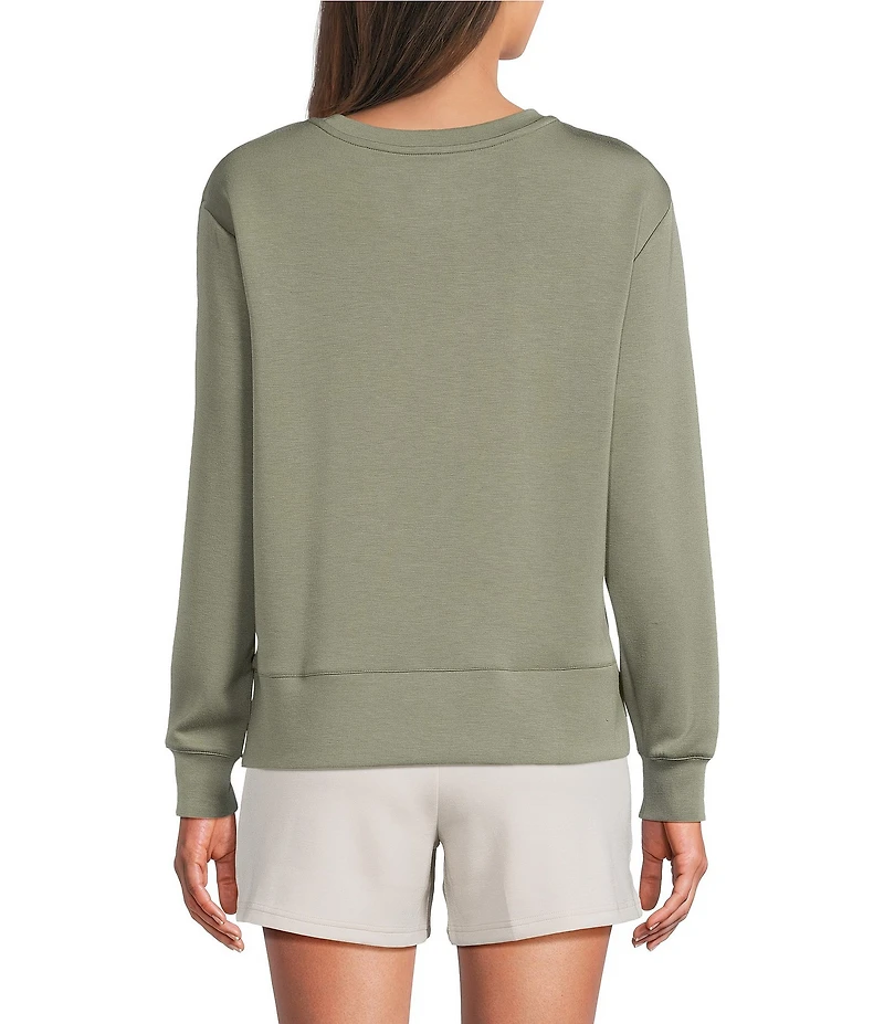 Half Moon By Modern Movement Long Sleeve Crew Neck Scuba Knit Coordinating Lounge Top