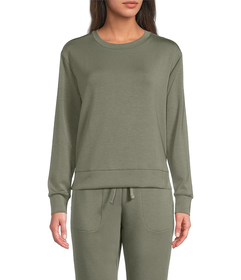 Half Moon By Modern Movement Long Sleeve Crew Neck Scuba Knit Coordinating Lounge Top