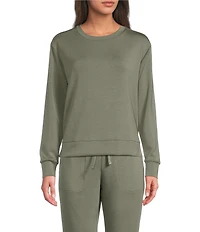 Half Moon By Modern Movement Long Sleeve Crew Neck Scuba Knit Coordinating Lounge Top