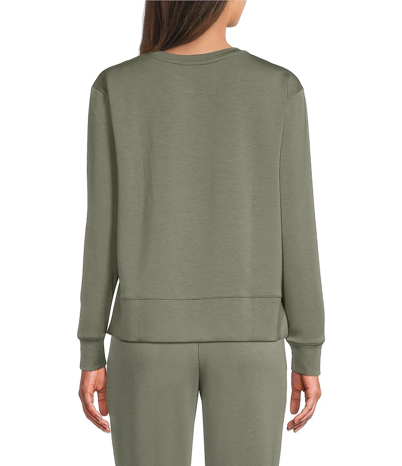 Half Moon By Modern Movement Long Sleeve Crew Neck Scuba Knit Coordinating Lounge Top