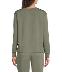 Half Moon By Modern Movement Long Sleeve Crew Neck Scuba Knit Coordinating Lounge Top