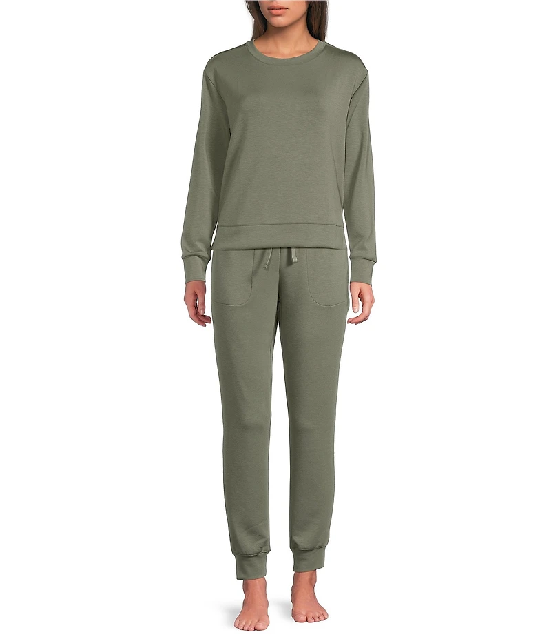 Half Moon By Modern Movement Long Sleeve Crew Neck Scuba Knit Coordinating Lounge Top