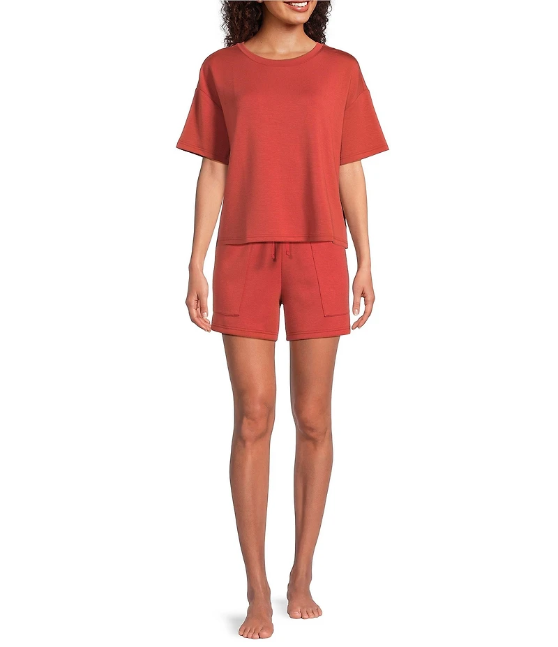 Half Moon by Modern Movement Short Sleeve Crew Neck Knit Coordinating Lounge Top