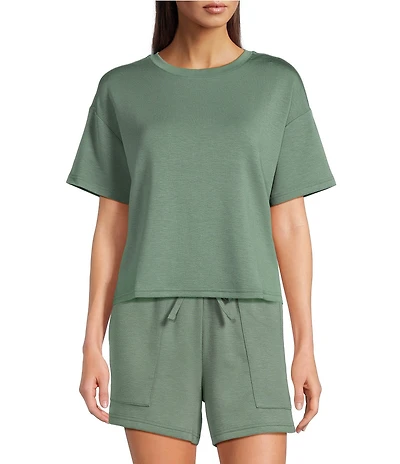 Half Moon by Modern Movement Short Sleeve Crew Neck Knit Coordinating Lounge Top