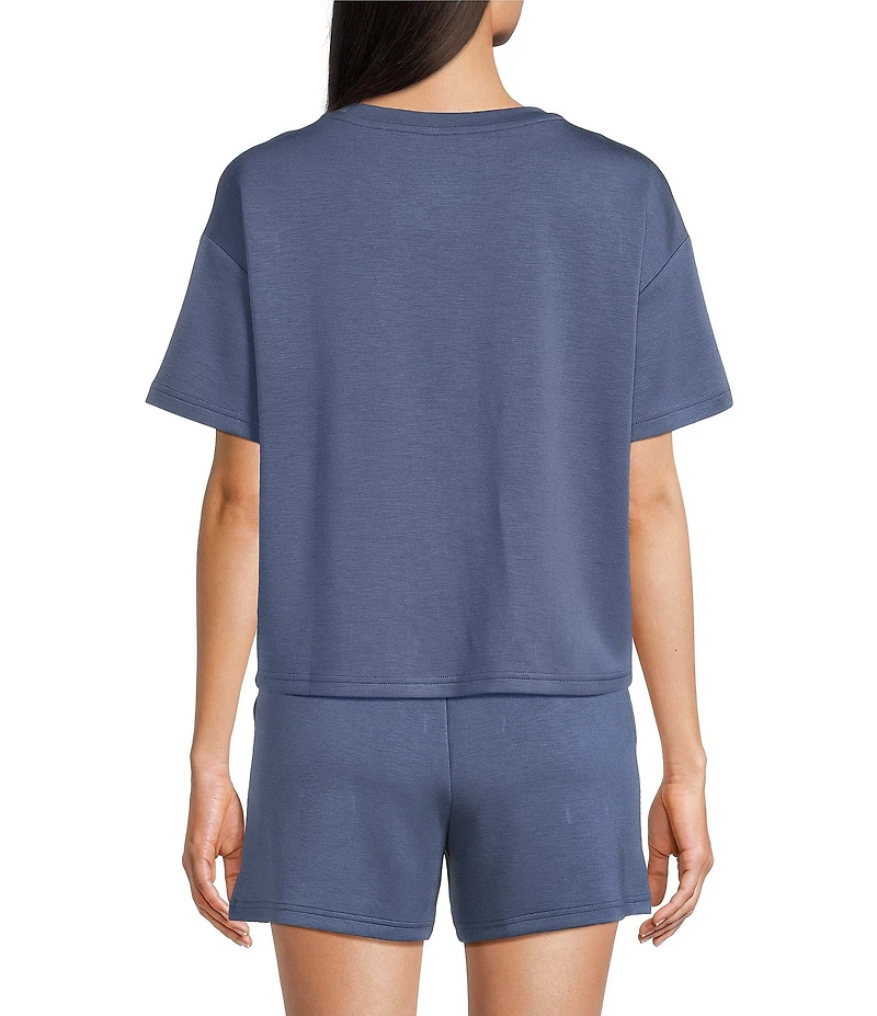 Half Moon by Modern Movement Short Sleeve Crew Neck Knit Coordinating Lounge Top