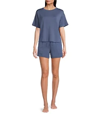 Half Moon by Modern Movement Short Sleeve Crew Neck Knit Coordinating Lounge Top