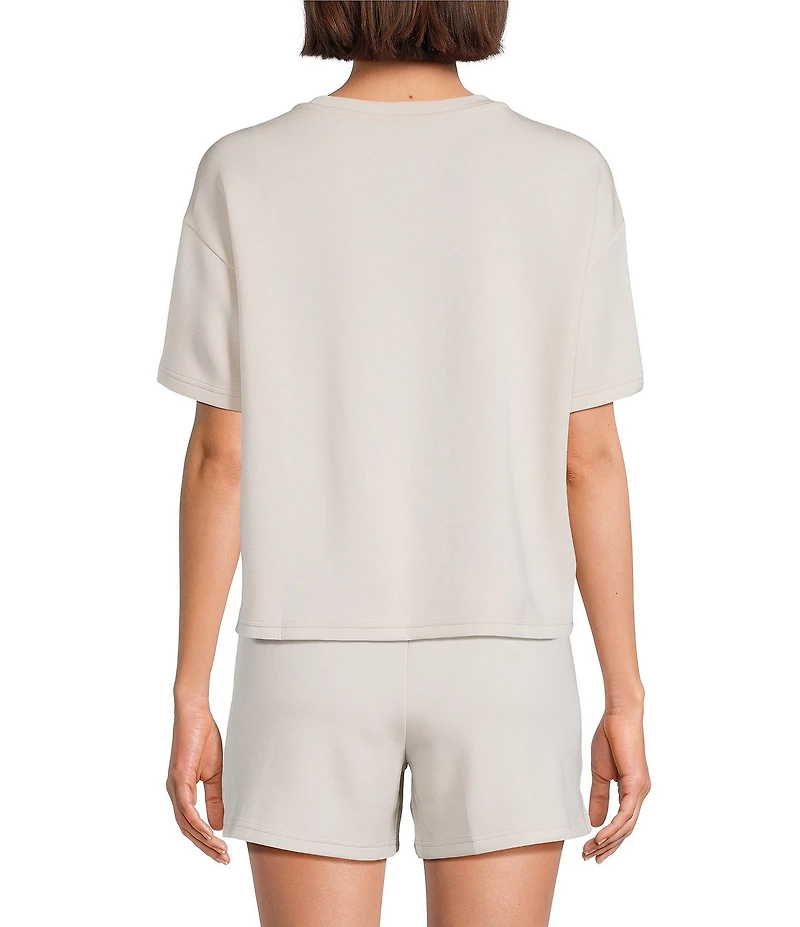 Half Moon by Modern Movement Short Sleeve Crew Neck Knit Coordinating Lounge Top