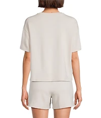 Half Moon by Modern Movement Short Sleeve Crew Neck Knit Coordinating Lounge Top