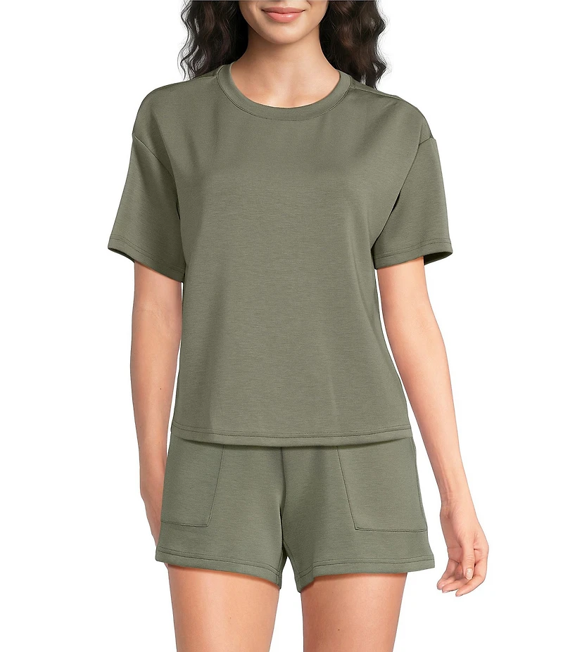 Half Moon by Modern Movement Short Sleeve Crew Neck Scuba Knit Lounge Sleep Top