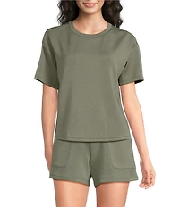 Half Moon by Modern Movement Short Sleeve Crew Neck Scuba Knit Lounge Sleep Top