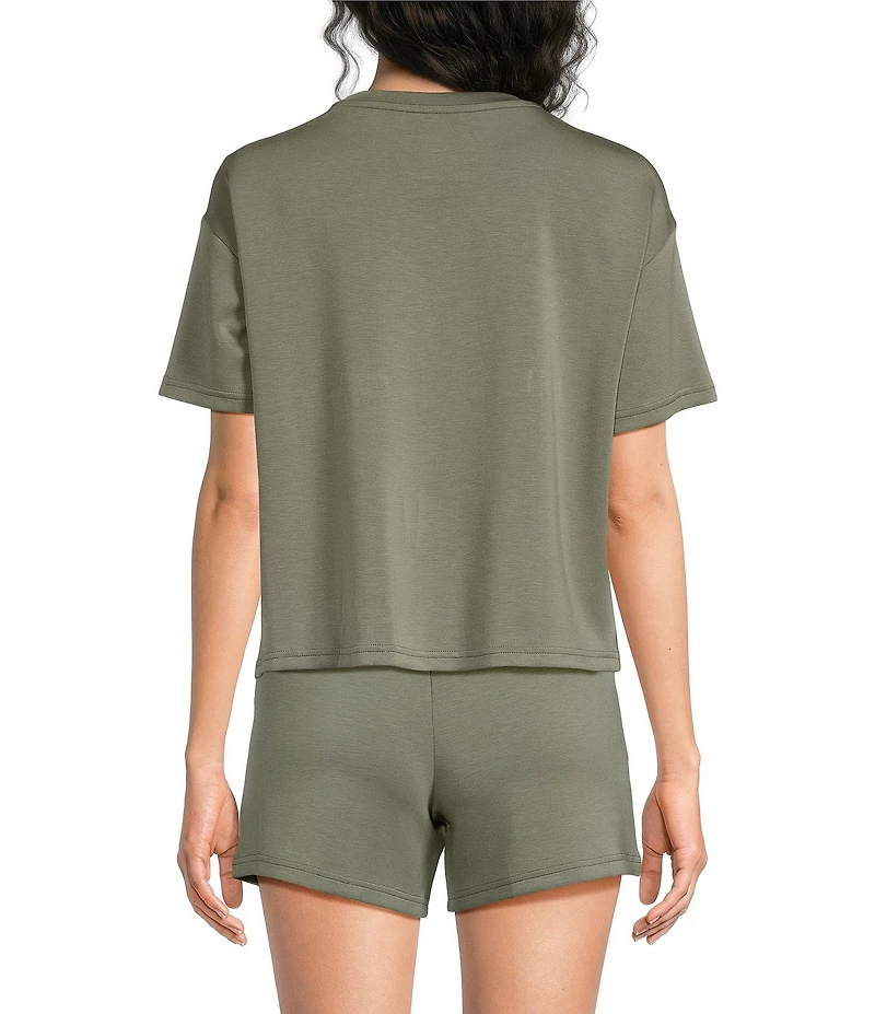 Half Moon by Modern Movement Short Sleeve Crew Neck Scuba Knit Lounge Sleep Top