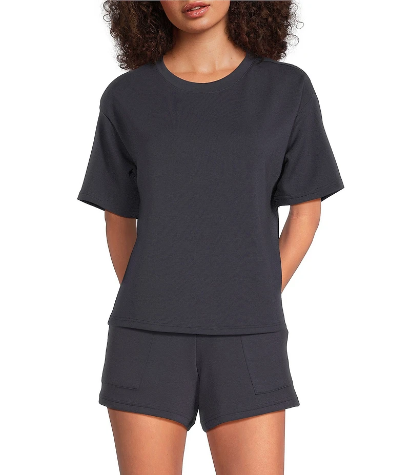 Half Moon by Modern Movement Short Sleeve Crew Neck Scuba Knit Lounge Sleep Top