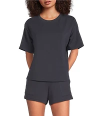 Half Moon by Modern Movement Short Sleeve Crew Neck Scuba Knit Lounge Sleep Top