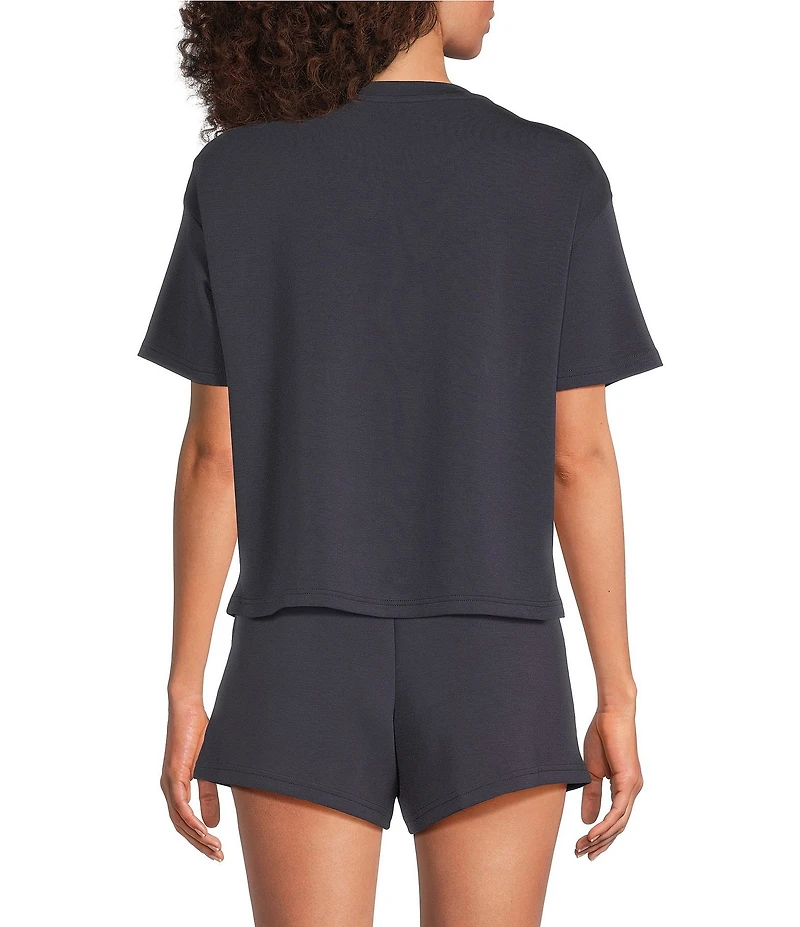 Half Moon by Modern Movement Short Sleeve Crew Neck Scuba Knit Lounge Sleep Top