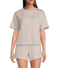 Half Moon by Modern Movement Short Sleeve Crew Neck Scuba Knit Lounge Sleep Top