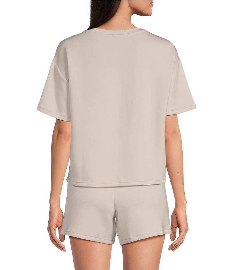 Half Moon by Modern Movement Short Sleeve Crew Neck Scuba Knit Lounge Sleep Top