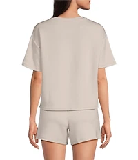 Half Moon by Modern Movement Short Sleeve Crew Neck Scuba Knit Lounge Sleep Top