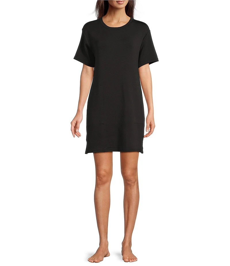 Half Moon by Modern Movement Short Sleeve Crew Neck Scuba Knit Tunic