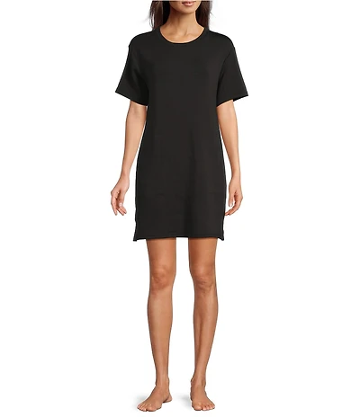Half Moon by Modern Movement Short Sleeve Crew Neck Scuba Knit Tunic
