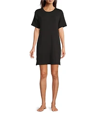 Half Moon by Modern Movement Short Sleeve Crew Neck Scuba Knit Tunic