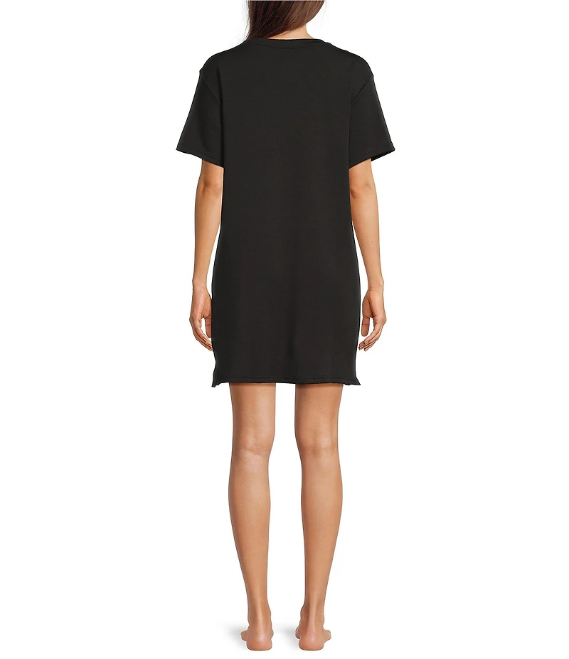 Half Moon by Modern Movement Short Sleeve Crew Neck Scuba Knit Tunic